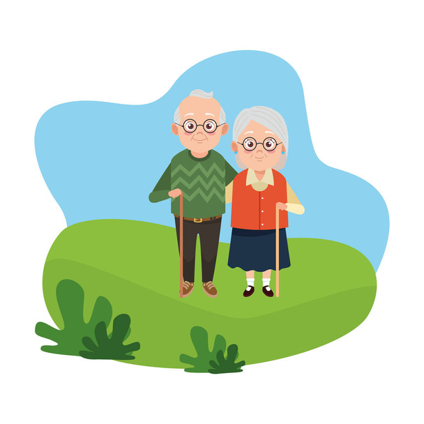 милые счастливые бабушка и дедушка пара аватаров персонажей
 - Вектор,изображение