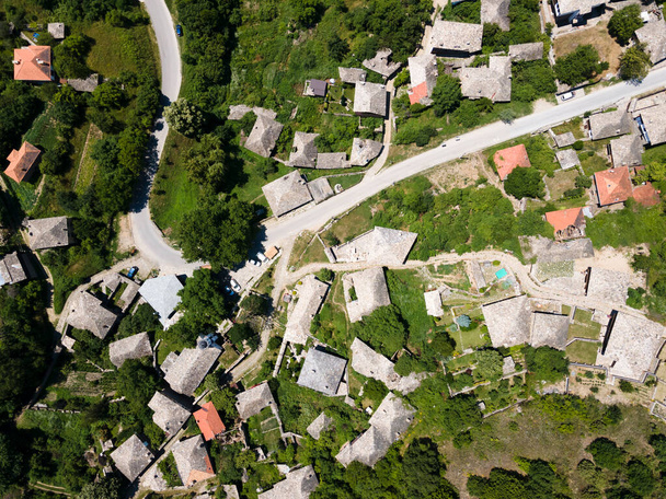 Aerial view of Village of Leshten with Authentic nineteenth century houses, Blagoevgrad Region, Bulgaria - Fotó, kép