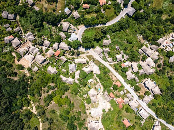 Aerial view of Village of Leshten with Authentic nineteenth century houses, Blagoevgrad Region, Bulgaria - Photo, image