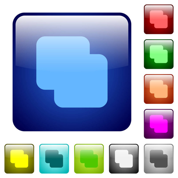Add shapes icons in rounded square color glossy button set - Vector, Image