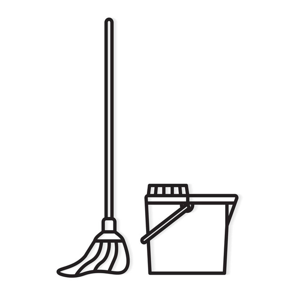 pulizia mop e secchio icon- vettoriale illustrazione - Vettoriali, immagini