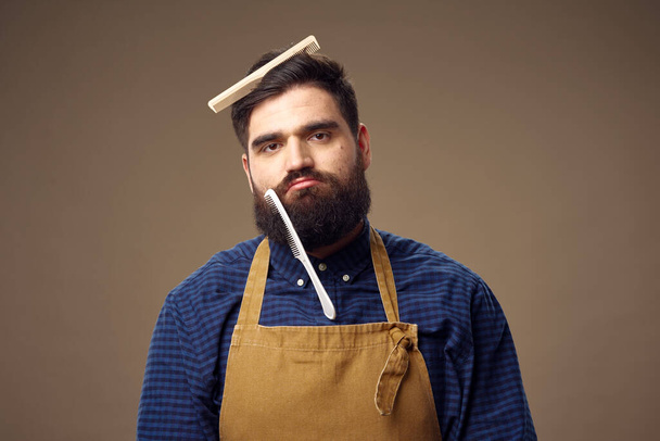 Barbershop on the head and apron work  - 写真・画像