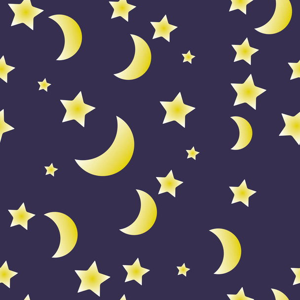 Seamless moon and stars pattern - Vetor, Imagem