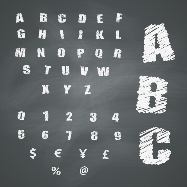алфавіту та символи на дошці - Вектор, зображення