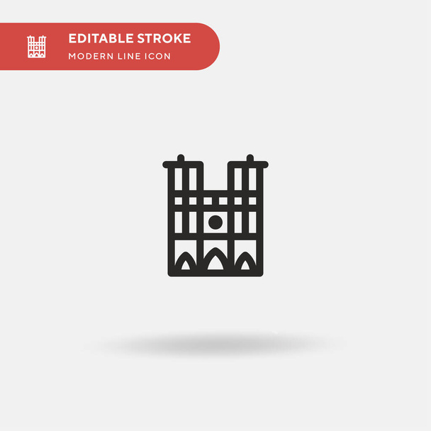 Notre Dame Ícone vetorial simples. Modelo de design de símbolo de ilustração para elemento UI móvel da web. Pictograma moderno de cor perfeita em curso editável. Ícones Notre Dame para o seu projeto de negócio
 - Vetor, Imagem