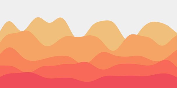 Abstract yellow orange hills background Colorful waves radiant vector illustration - Vetor, Imagem