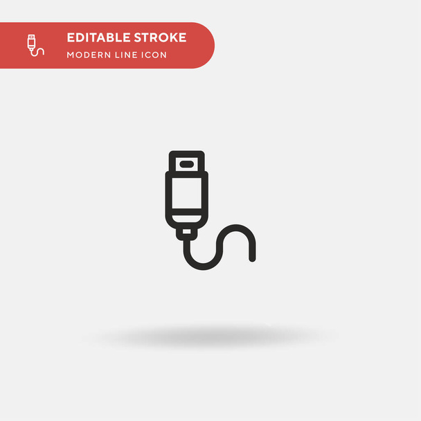 Cable Simple vector icon. Illustration symbol design template for web mobile UI element. Perfect color modern pictogram on editable stroke. Cable icons for your business project - Vector, Image