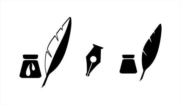Pluma para la escuela conjunto icono aislado en blanco. Símbolo comercial. Ilustración de stock vectorial. EPS 10 - Vector, Imagen