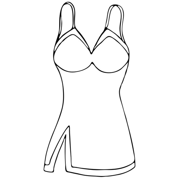 set of female sexy underwear - nightdress, vector elements in doodle style with black outline - Vector, Image