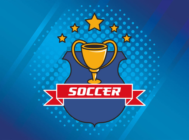 fotbalový fotbalový sportovní plakát s trofej pohár ocenění - Vektor, obrázek