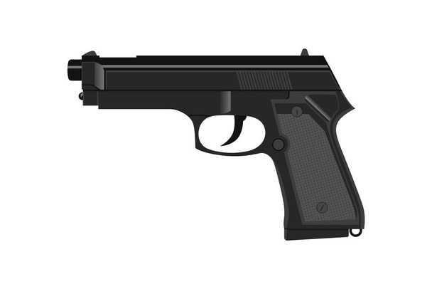 Черный пистолет вектор иллюстрация изолированы на белом фоне, значок, мультфильм
 - Вектор,изображение