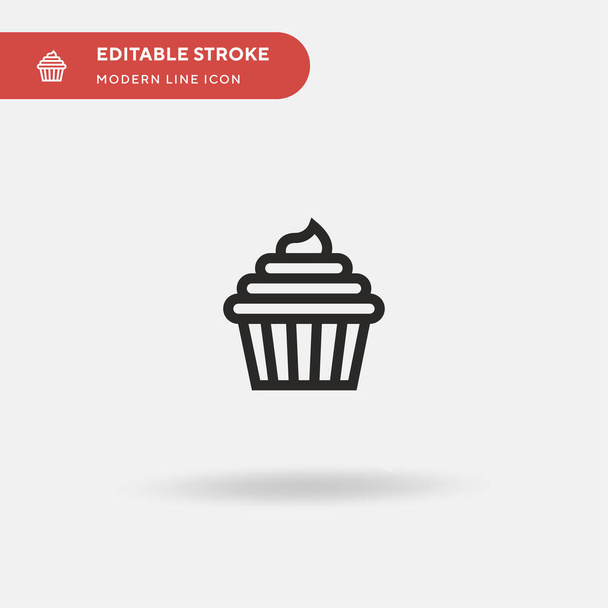 Cupcake Jednoduchá vektorová ikona. Šablona návrhu symbolu ilustrace pro webový mobilní prvek uživatelského rozhraní. Perfektní barva moderní piktogram na upravitelný tah. Ikony dortů pro váš podnikatelský projekt - Vektor, obrázek