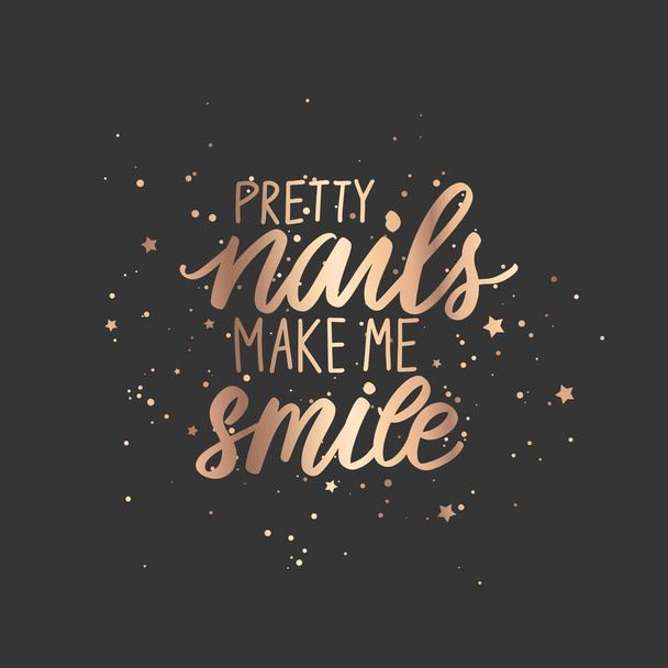 Golden Vector Handwritten lettering about nails. Inspiration quote for nail studio - Vettoriali, immagini