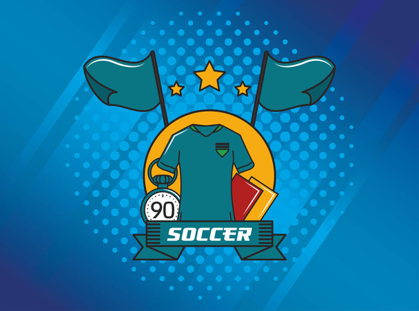 Fußball-Sportplakat mit Schiedsrichter-Shirt - Vektor, Bild