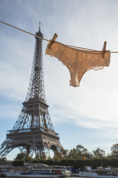 Woman's panties and bra hanging on clothes line - Photo, Image