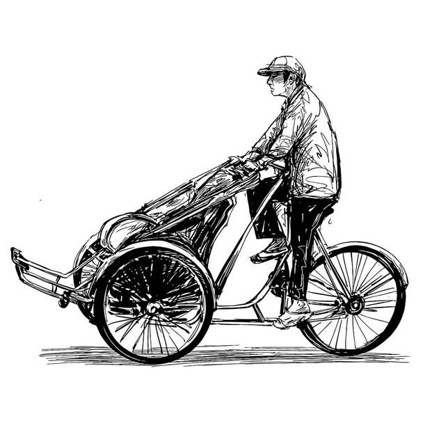 Zeichnung des Dreirads in Vietnam Hoi An  - Vektor, Bild