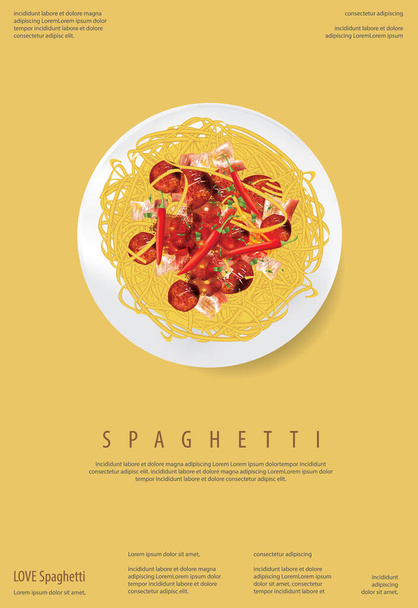 Špagety Potravinový plakát Deign Template Vector Illustration - Vektor, obrázek