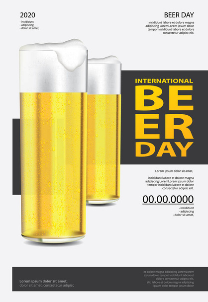Cartel Día Internacional de la Cerveza Plantilla Diseño Vector Ilustración - Vector, Imagen