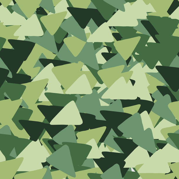 Abstract seamless pattern made of triangles in khaki tones. Decorative backdrop for fabric design, textile print, wrapping, cover. Vector illustration. - Vector, Image