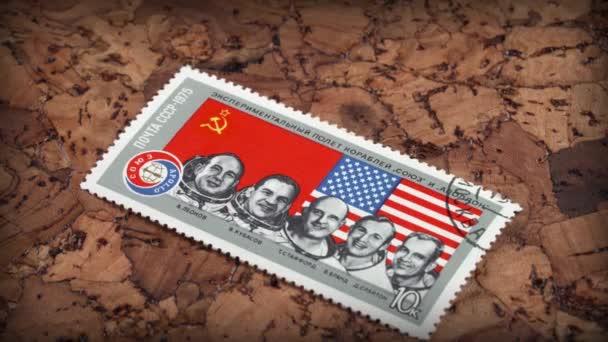 Apollo-Soyuz test project astronauten, 1e gezamenlijke VS en USSR vlucht, postzegel - Video