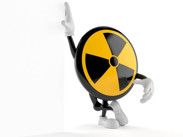 Radioactive character leaning on wall isolated on white background. 3d illustration - Photo, Image