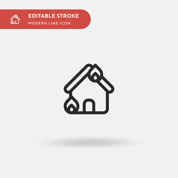 House On Fire basit vektör ikonu. Web mobil UI ögesi için resimleme sembolü tasarım şablonu. Düzenlenebilir vuruşlarda mükemmel renk modern piktogram. İş projeniz için House On Fire simgeleri - Vektör, Görsel