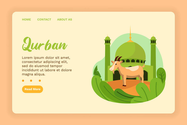 Ilustración vectorial gráfica de Qurban. Una mezquita con cabra Qurban. Perfecto para póster. Ilustración vectorial
 - Vector, Imagen