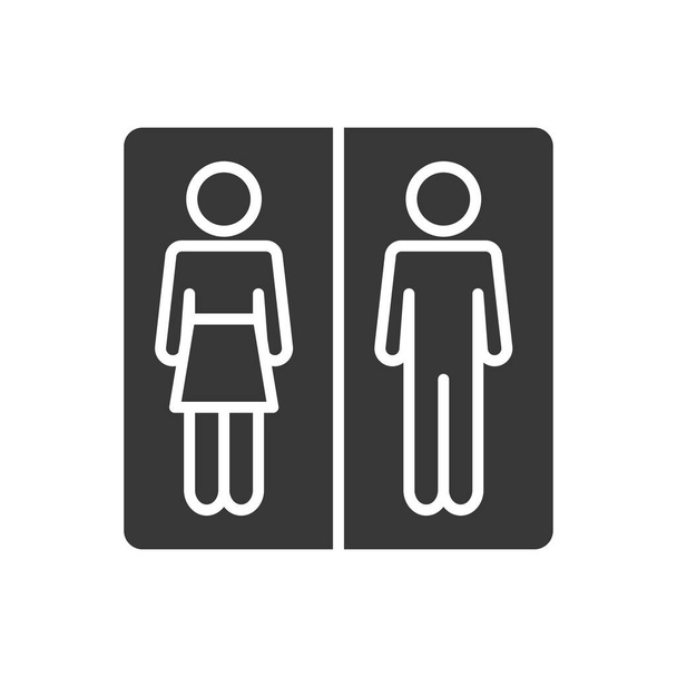 toilet sign board icon, silhouette style - Vector, Image