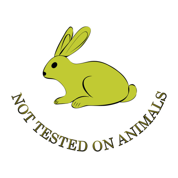 Жорстокість вільна. Не тестується на тваринах. Символ зеленого кролика з написом Не тестується на тваринах. Піктограма для виробництва, яку не тестують на тваринах. Ікона з кроликом ізольована на білому тлі
 - Вектор, зображення