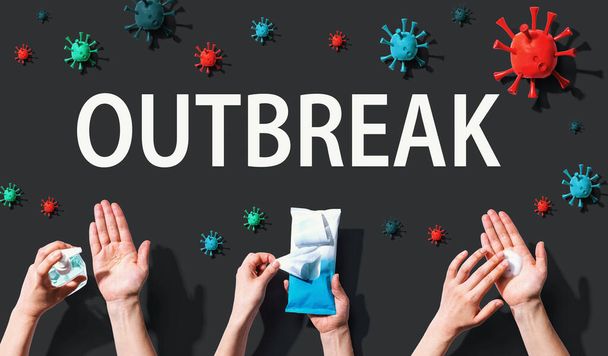 Outbreak theme with viral and hygiene objects - Φωτογραφία, εικόνα