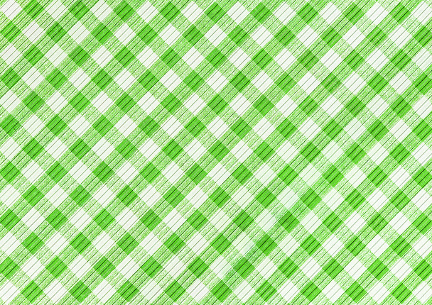 Groen en wit abstracte ruitpatroon achtergrond, picknick tafelkleed, vierkante stof textuur - Foto, afbeelding