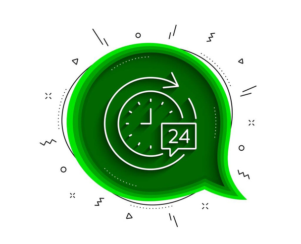 24 hours delivery line icon. Chat bubble with shadow. Time or stopwatch sign. Thin line 24h delivery icon. Vector - Vektör, Görsel