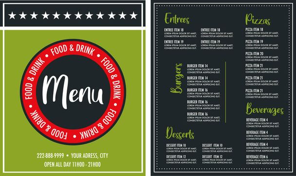 Restauracja dwie karty menu boczne nowoczesny design szablon - Wektor, obraz