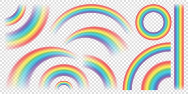 Abstract Realistic Colorful Rainbow on Transparent Background. Vector illustration. - Vector, Image
