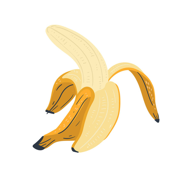 Μπανάνα απομονωμένη σε λευκό φόντο. Χειροποίητο καρτούν σκανδιναβικό σκανδιναβικό σκανδιναβικό στυλ σχεδίασης για μόδα ή εσωτερικό ή κάλυμμα ή ύφασμα ή φόντο. - Διάνυσμα, εικόνα