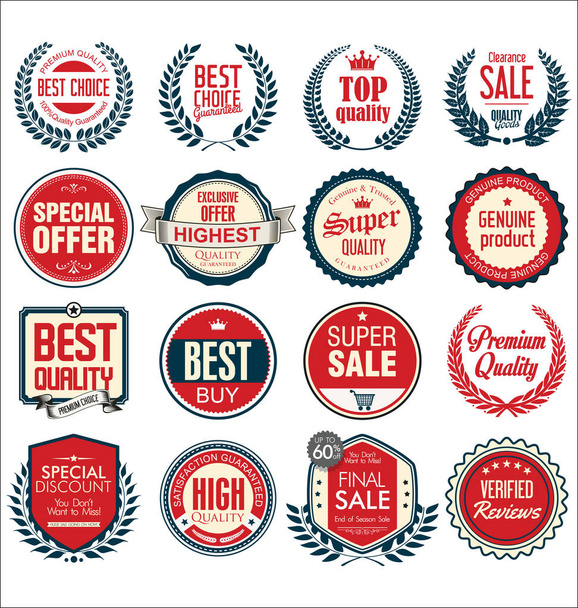 Retro vintage sale badges and labels collection  - Вектор, зображення