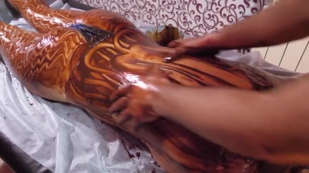 chocolate massage for a sexy women - Footage, Video