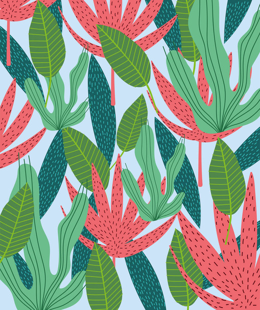 trópusi levelek textúra egzotikus zöld lombozat háttér - Vektor, kép