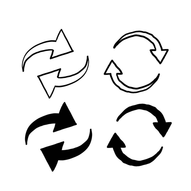 doppelt umgekehrter kreisförmiger Swap-Pfeil-Icon-Doodle-Illustrationsvektor - Vektor, Bild