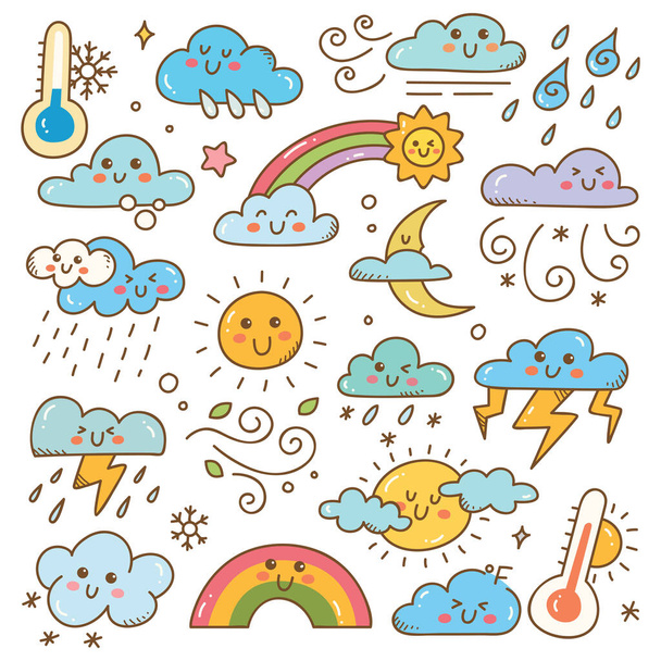 ícones meteorológicos definidos. ilustração vetorial - Vetor, Imagem