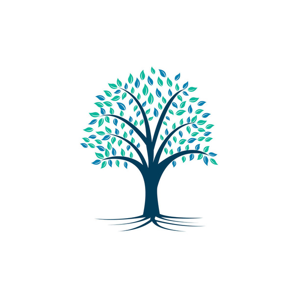  Tree Roots vector logo design. Vector tree with roots logo element. - Vector, Image