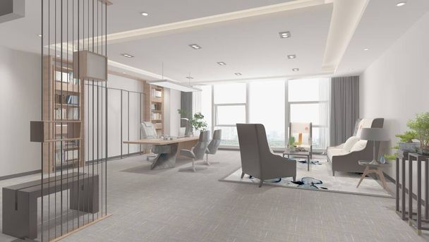 Современный интерьер офиса 3D рендеринг
  - Фото, изображение