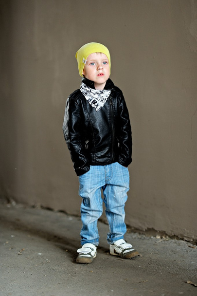 portrait of little stylish boy outdoors - Фото, зображення