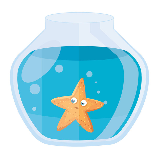 aquarium starfish with water, aquarium marine pet - Vector, Image