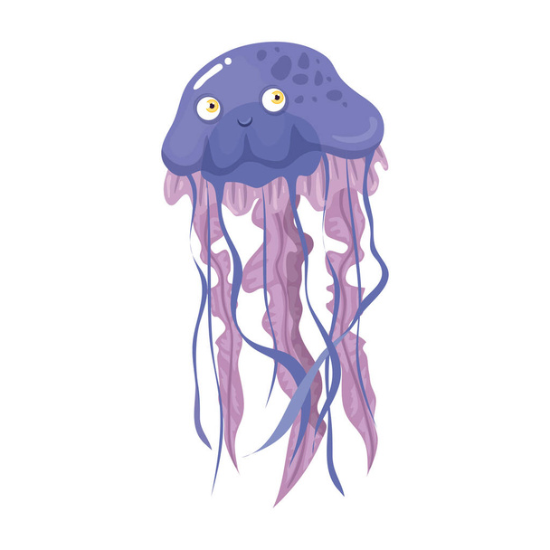 sea underwater life, jellyfish on white background - Vector, Image