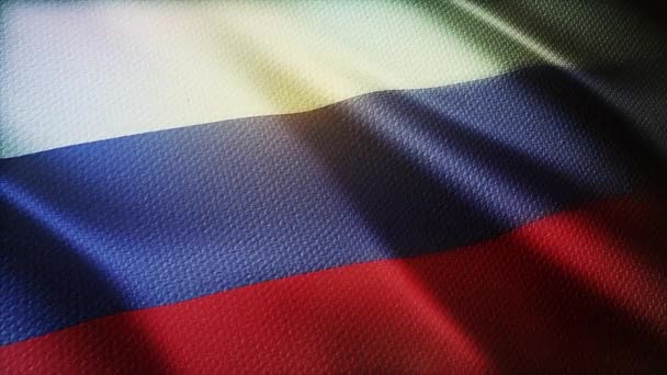 4k Rusland Nationale vlag rimpels lus naadloze wind in de Russische blauwe lucht backgro - Video
