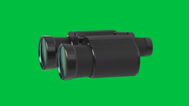 3d rendering binoculars spin on green screen background 4k animation - Footage, Video