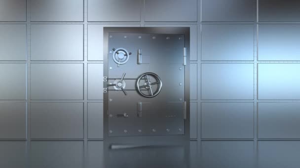 3d rendering interieur bank kluis deur open 4k animatie - Video