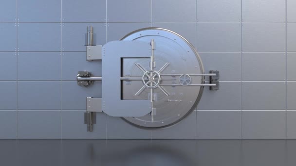 3Dレンダリングインテリア銀行の金庫室のドアを開く4kアニメーション - 映像、動画