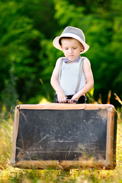 portrait of little stylish boy outdoors - Valokuva, kuva